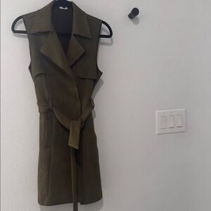 Privy Olive Green Sleeveless Vest with Belt